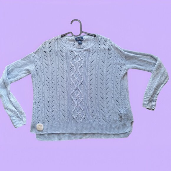 Polo Ralph Lauren Girls Knit Linen Sweater Blue Size Large - Picture 1 of 9